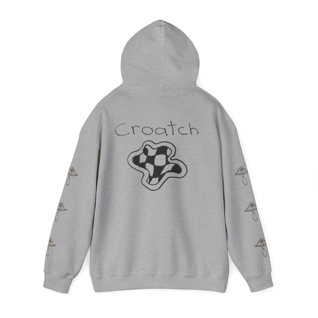 Mushroom Graphic Hoodie — 'Crouch' Checkerboard Trippy Streetwear