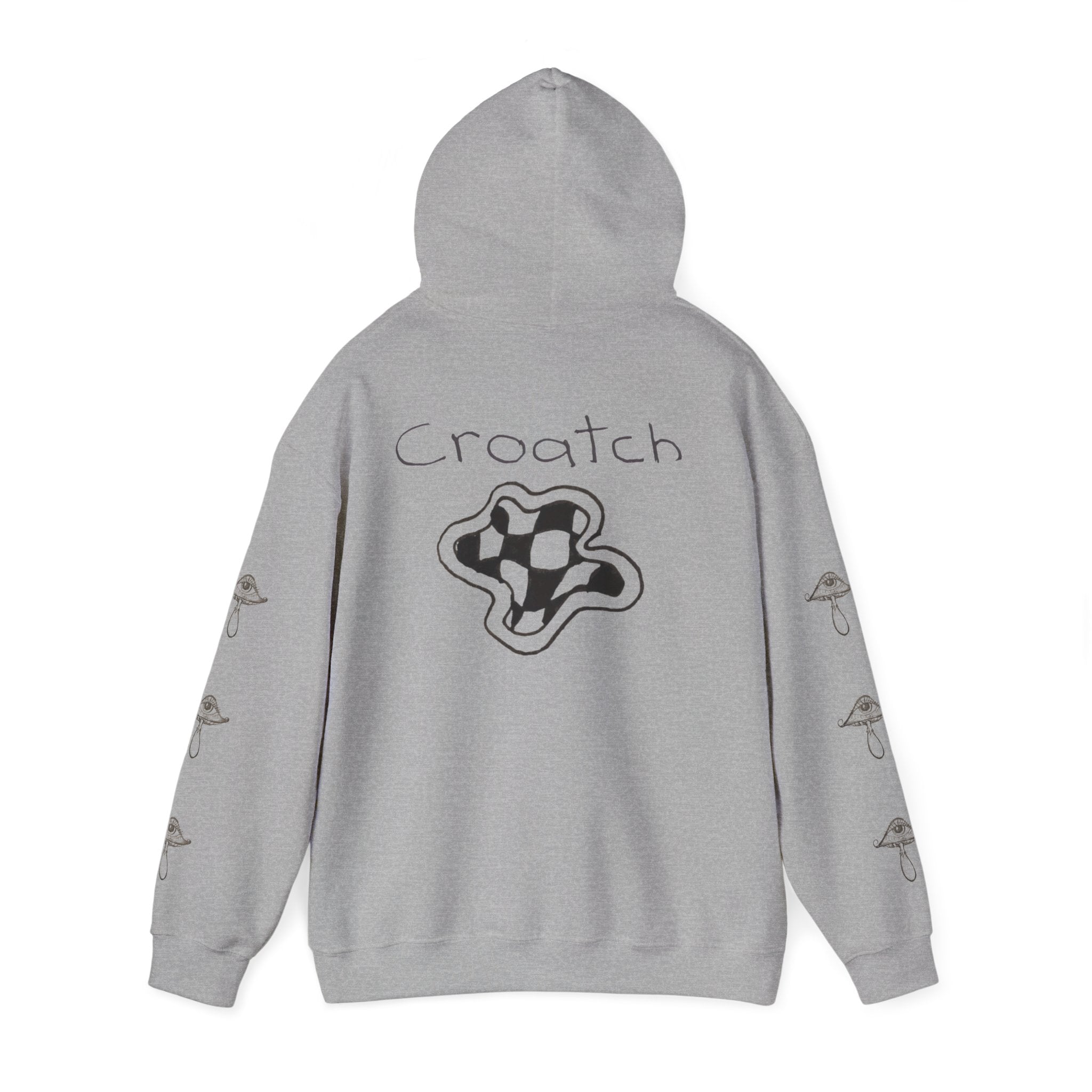 Mushroom Graphic Hoodie — 'Crouch' Checkerboard Trippy Streetwear