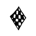 Checkered Diamond Kiss-Cut Sticker — Black & White Skate/Retro Laptop Decal
