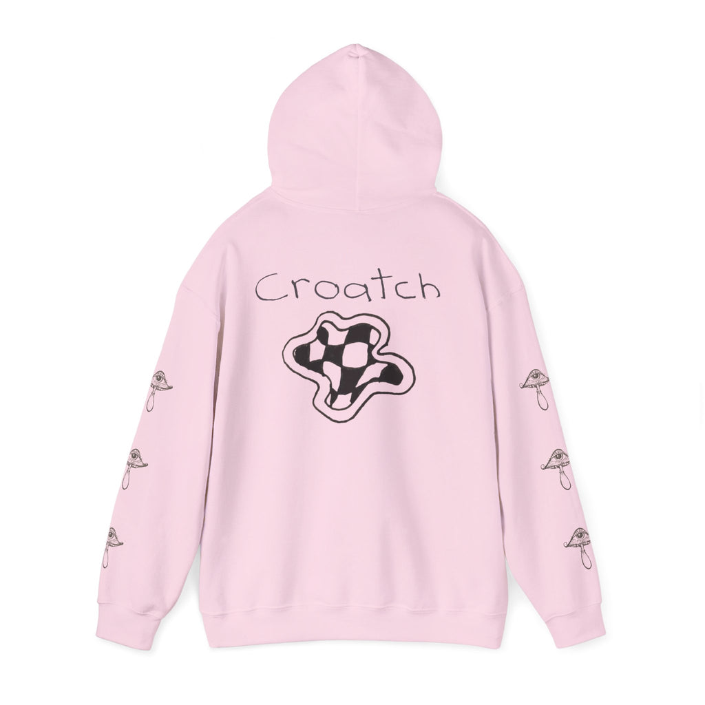 Mushroom Graphic Hoodie — 'Crouch' Checkerboard Trippy Streetwear