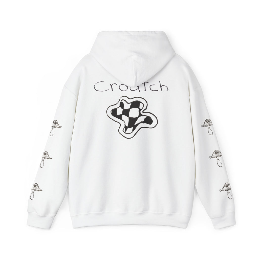 Mushroom Graphic Hoodie — 'Crouch' Checkerboard Trippy Streetwear
