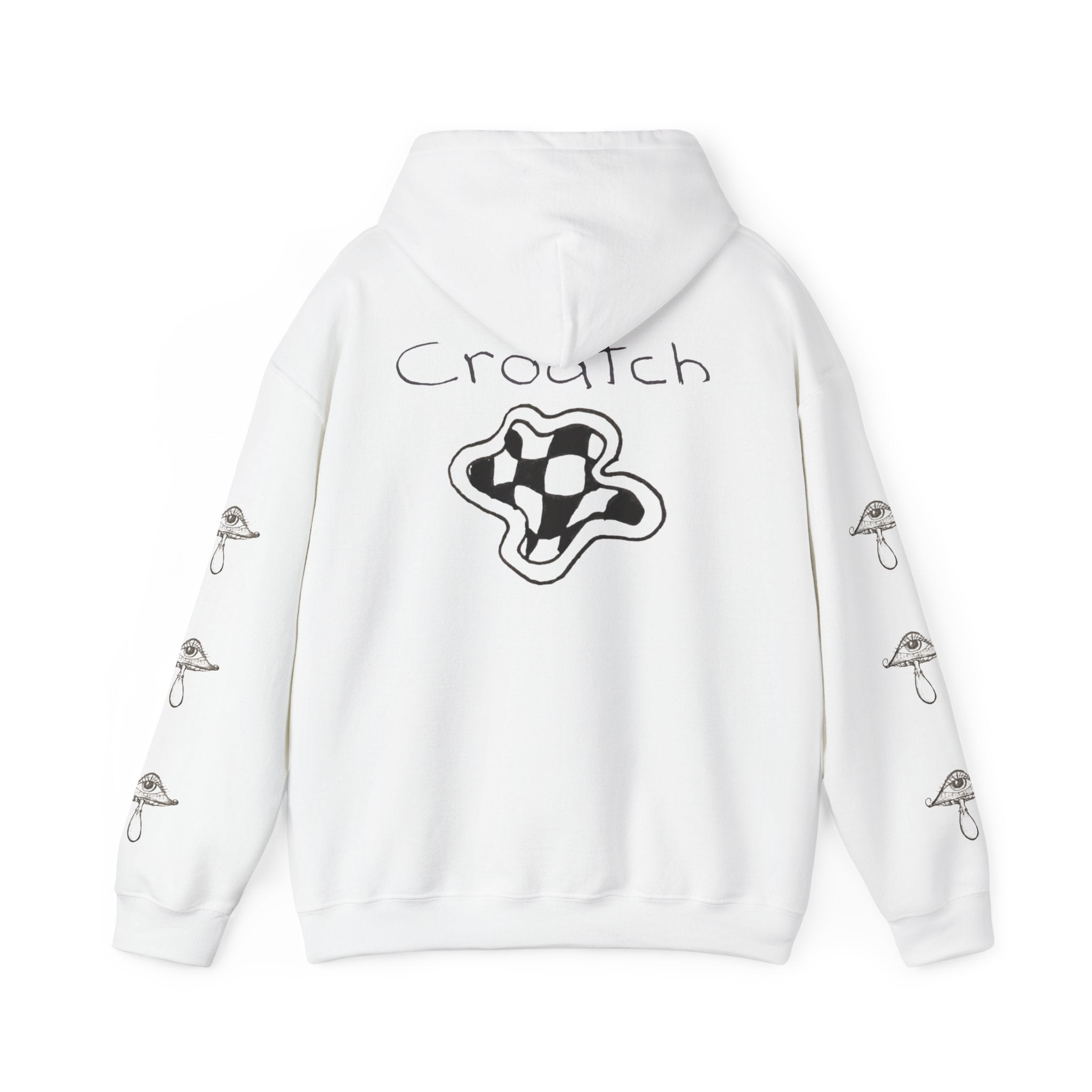 Mushroom Graphic Hoodie — 'Crouch' Checkerboard Trippy Streetwear