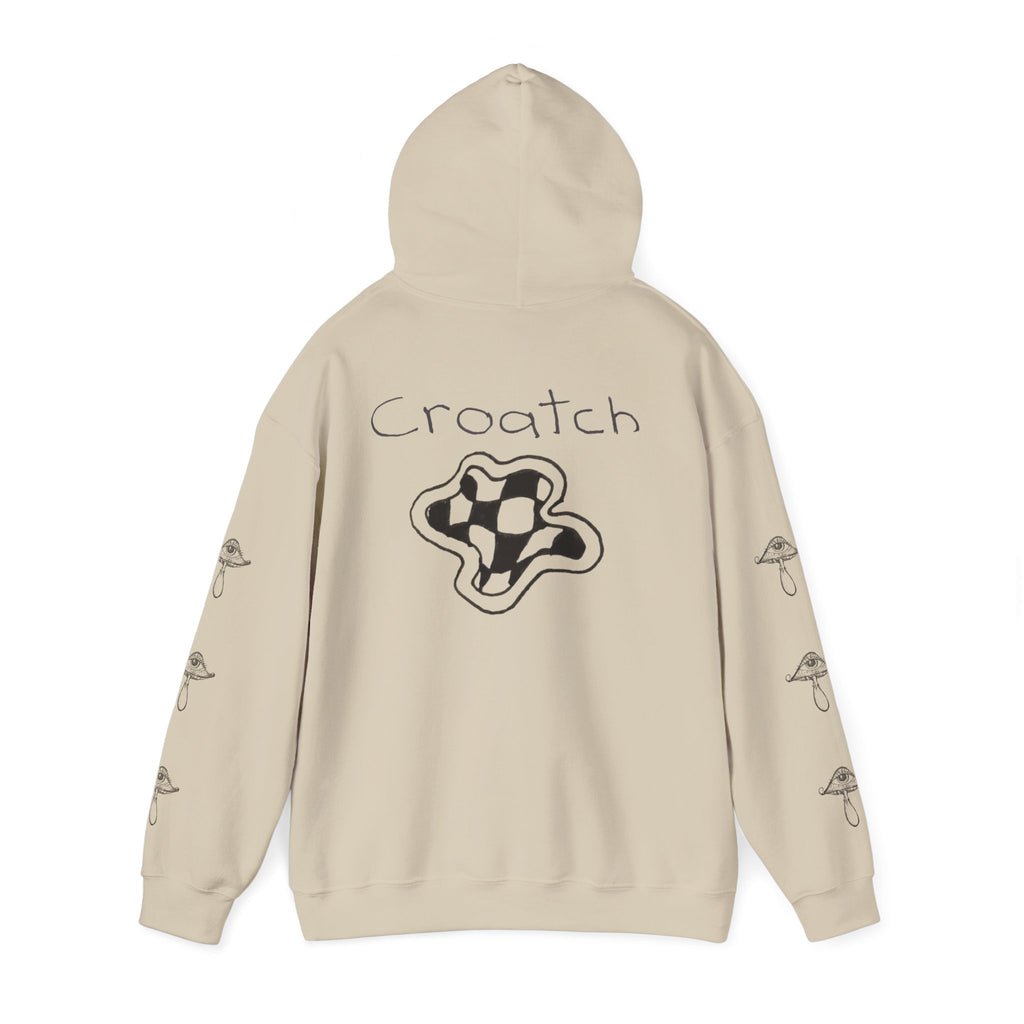Mushroom Graphic Hoodie — 'Crouch' Checkerboard Trippy Streetwear