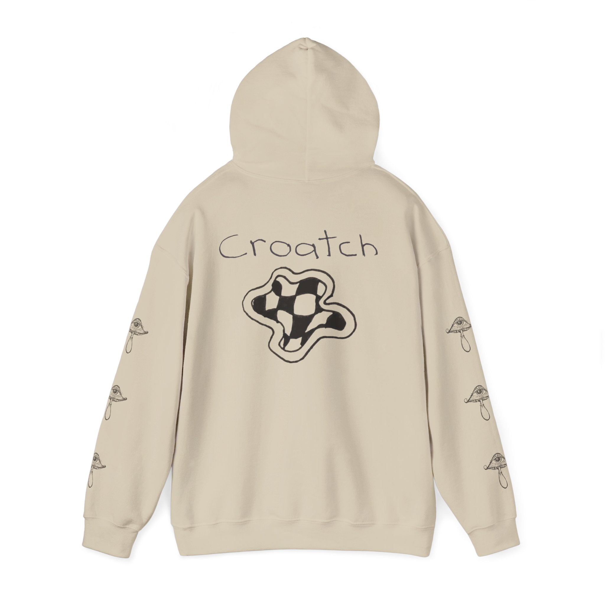 Mushroom Graphic Hoodie — 'Crouch' Checkerboard Trippy Streetwear