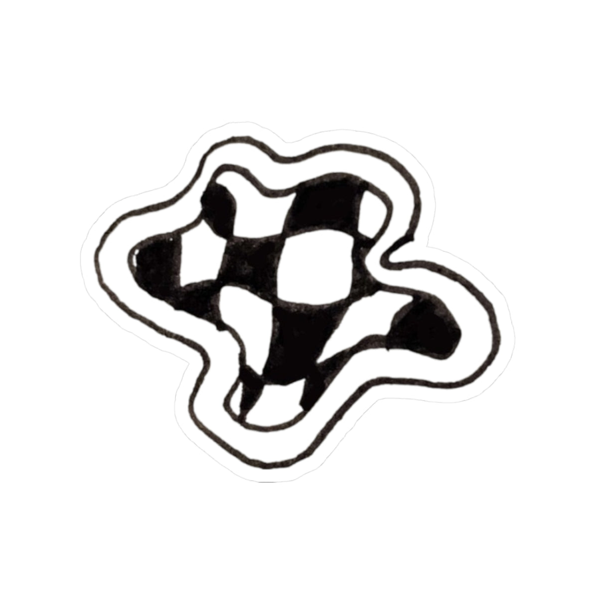 Abstract Checkerboard Blob Sticker — Black & White Kiss-Cut Vinyl Sticker