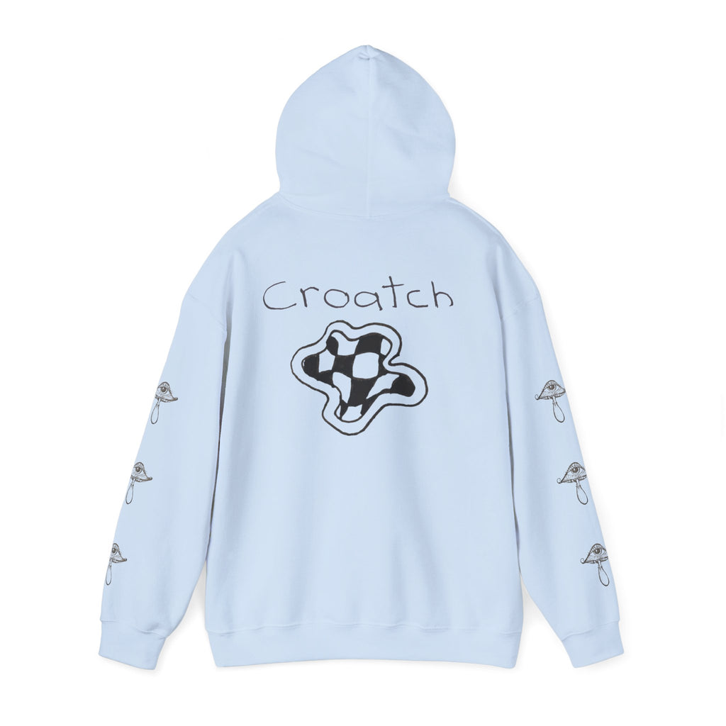 Mushroom Graphic Hoodie — 'Crouch' Checkerboard Trippy Streetwear