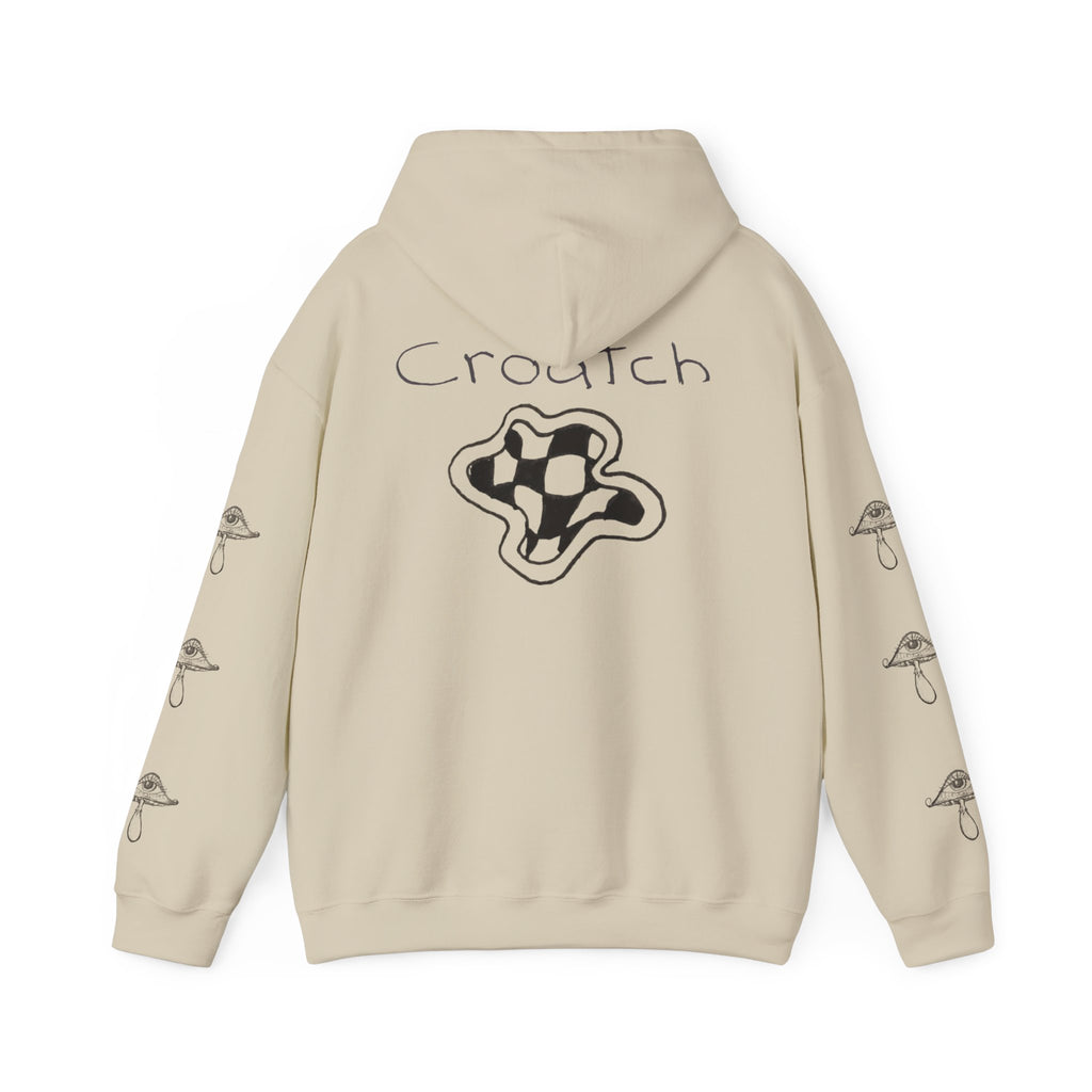 Mushroom Graphic Hoodie — 'Crouch' Checkerboard Trippy Streetwear
