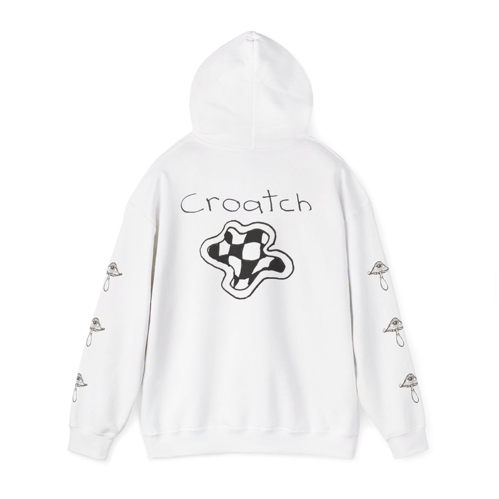 Mushroom Graphic Hoodie — 'Crouch' Checkerboard Trippy Streetwear